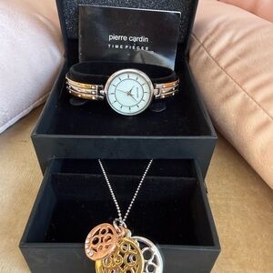 Pierre Cardin fashion watch and necklace set